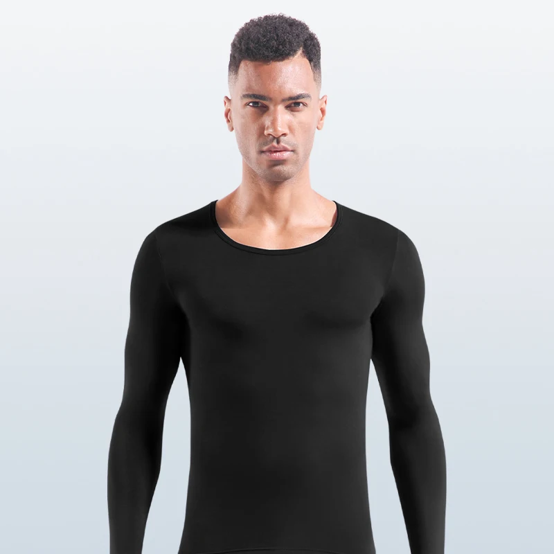 Men Modal autumn single autumn winter thin warm top round neck basic underwear slim-fit long sleeve base shirt