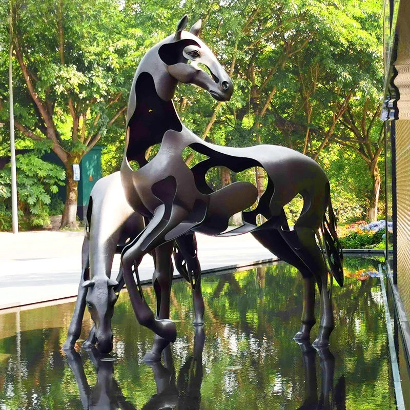 

Hollow word mare abstract creative sculpture real estate community real estate park ornament horse