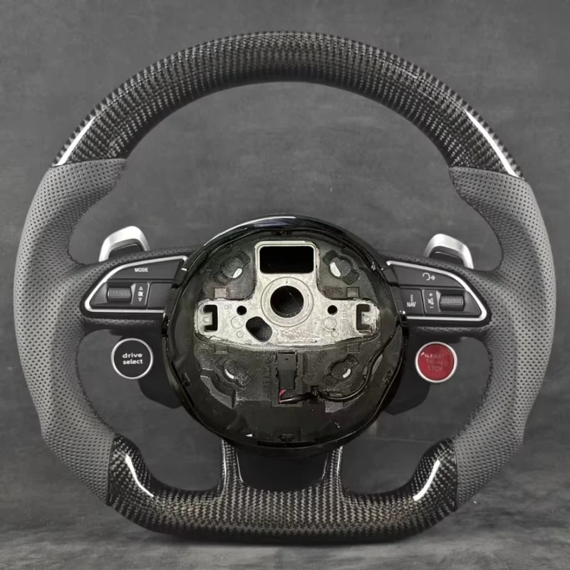 Custom Start Buttons Carbon Fiber Leather Steering Wheel for Audi B8 S4 A3 A5 A6 A6L A4 Q7 TT RS4 RS5 A4L C8 Q5 S5 B9 Upgraded