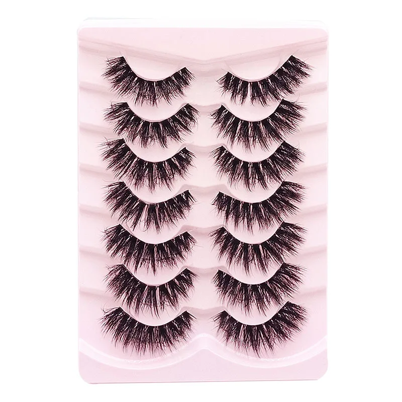 7 Pairs Cat Eyelashes Invisible Band Lash Extension Natural False Eyelashes Cross Cluster Fairy 3D Faux Fox Lashes