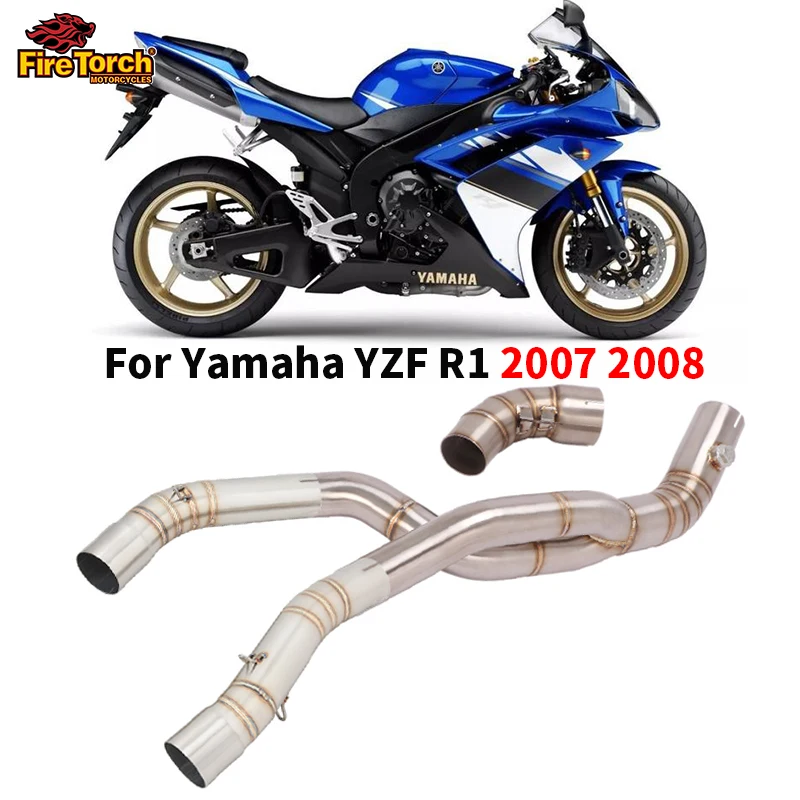 For Yamaha YZF R1 2007 2008 Motorcycle Exhaust Escape Mid Link Pipe Connect 50.8MM Muffler Catalyst Delete Eliminator Enhanced