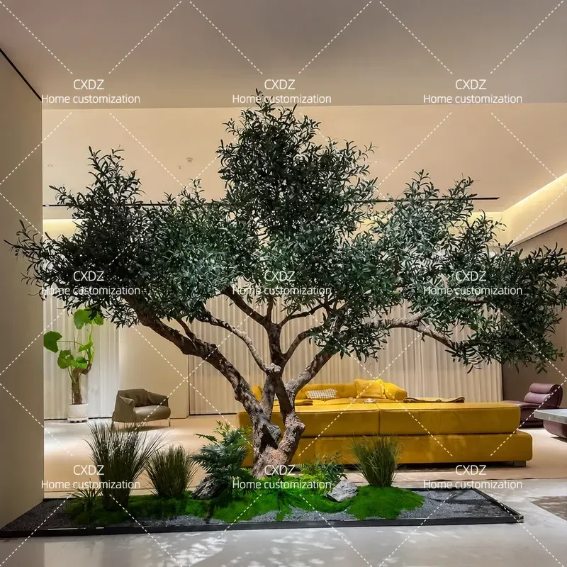Large Simulated Olive Tree Floor Standing Artificial Plant Indoor Outdoor Fake Greenery Bionic Decoration for Home Window