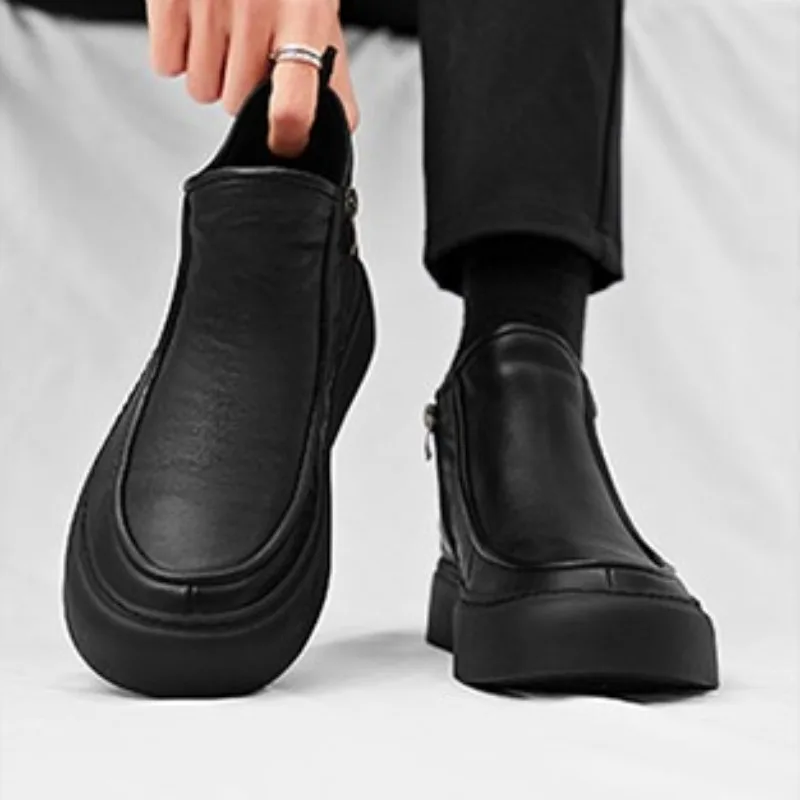 

Shoes for Men Leather High-top Men Shoes Trend Casual Comfort High Quality Black Boots Fashion Men's Sneakers Zapatillas Hombre