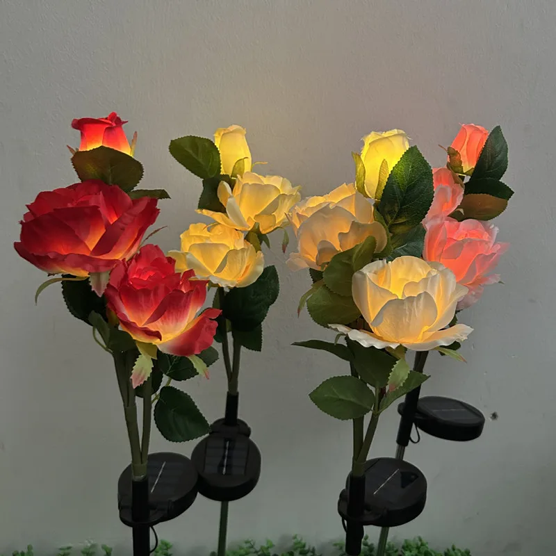 

Yard Lawn Light LED Solar Roselle Rose Flowers Lights Waterproof Outdoor Garden Lawn Lamps Home Decoration Night Light 042