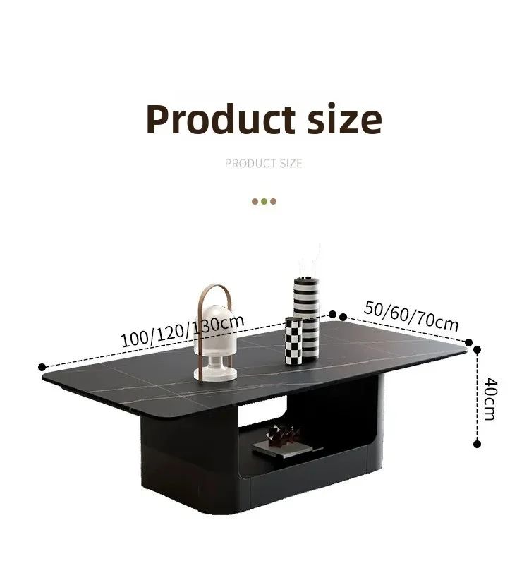 Rectangular rock slab coffee table living room household dining table dual-purpose minimalist coffee table