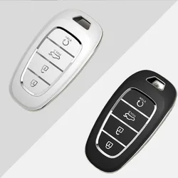 TPU Soft Car Key Case Cover Protect Shell For Hyundai Tucson Solaris Sonata Hybrid NEXO NX4 Santafe dn8 4 Buttons 2020 2021 2022