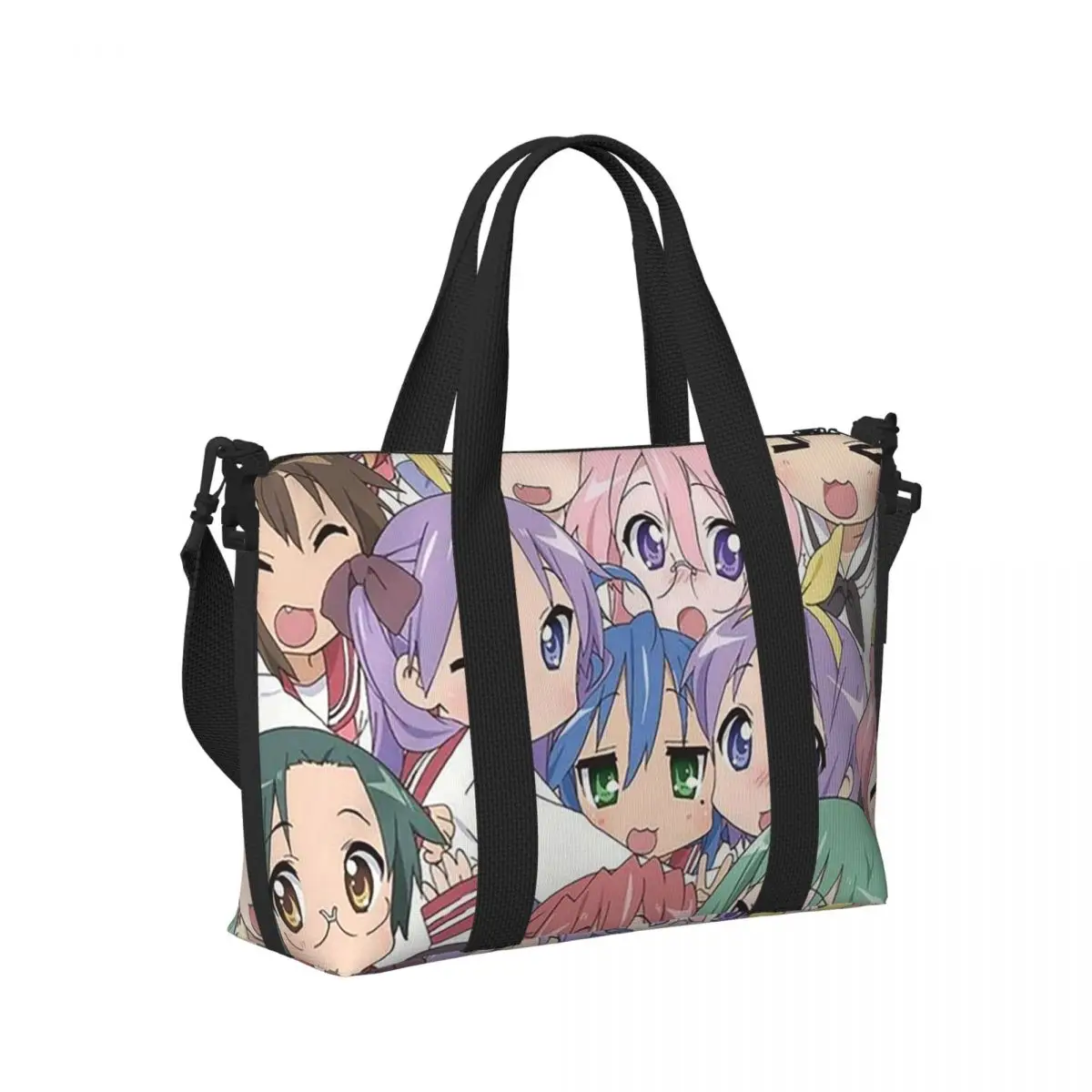 

Lucky Star Аниме Lucky Star Аниме Пляжная дорожная сумка Большая вместительная сумка-тоут для спортзала Спортивная женская дорожная сумка для покупок