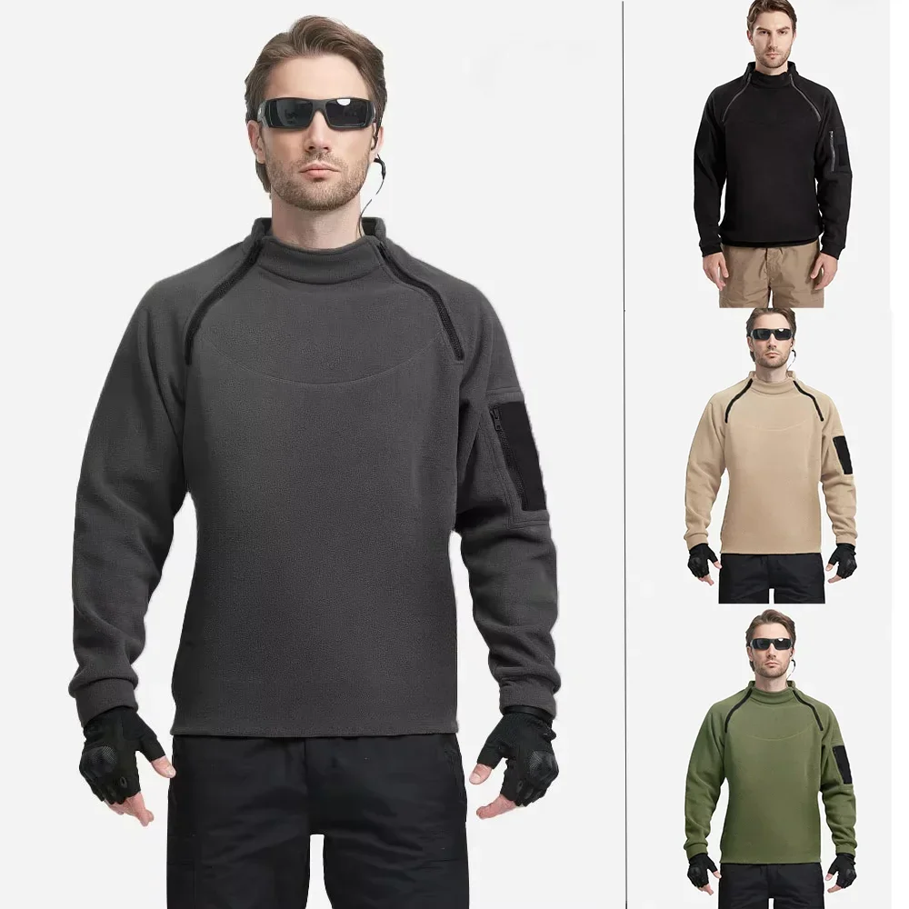 Taktisches Sweatshirt für Herren, Outdoor-Jacke, 280 g, Polarfleece, schmal, lässig, Streetwear, Herbst und Winter, warme Langarm-Sweatshirts