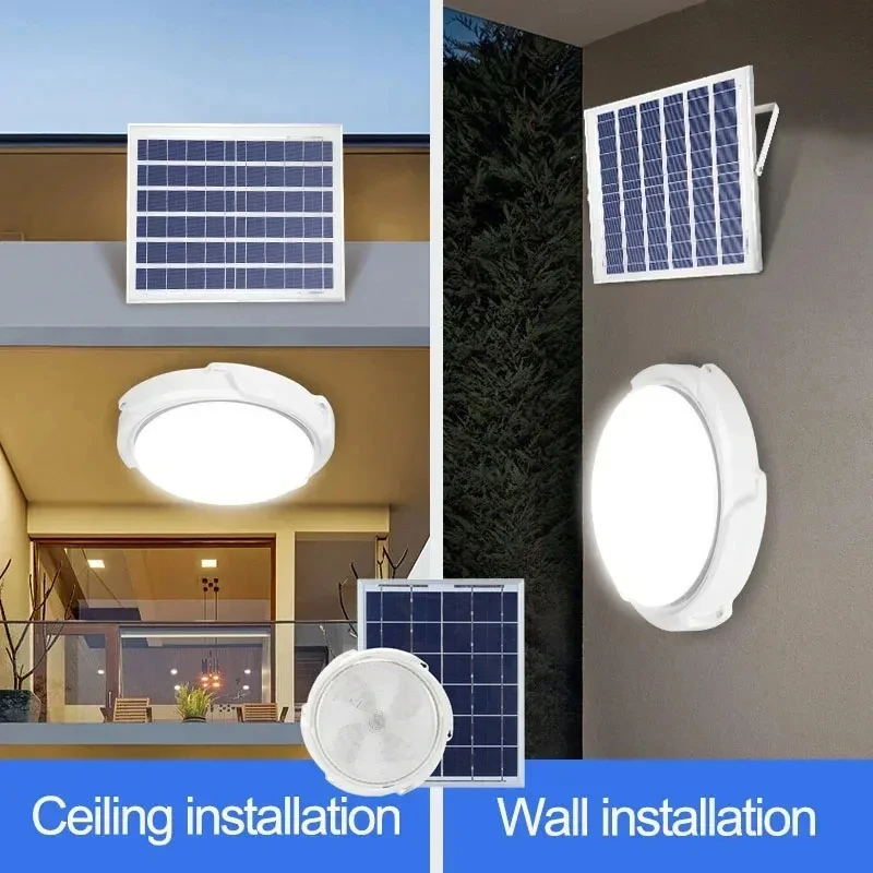Solar LED Ceiling Light Waterproof Remote Control Indoor & Outdoor Lighting for Bedroom Living Room Balcony Home Decor