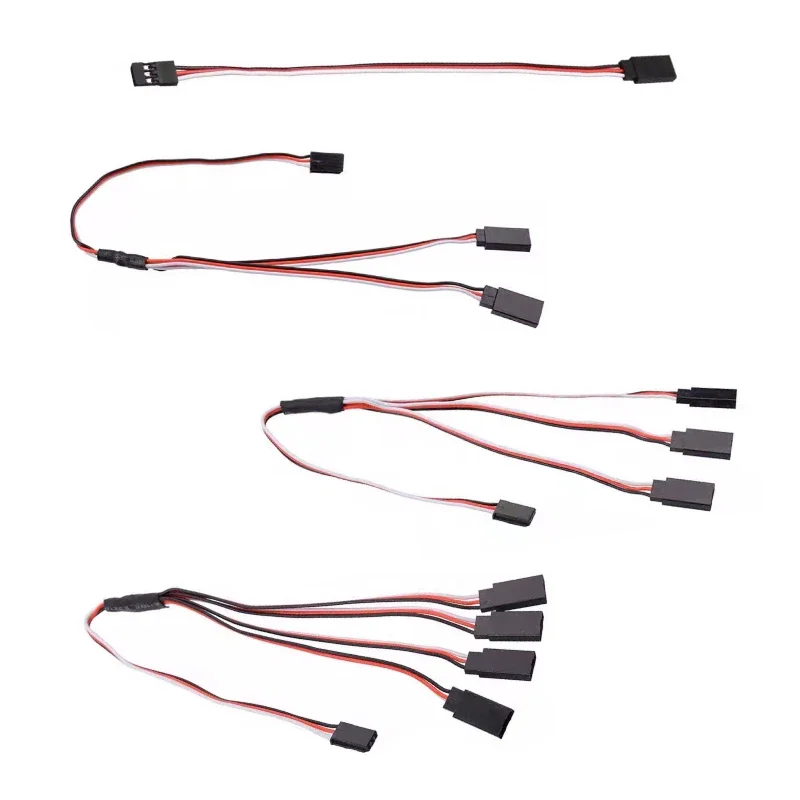5Pcs 1 to 1 / 1 to 2 / 1 to 3 / 1 to 4 RC Servo Extension Wire Cable Male Female 15/30cm For RC Futaba JR Helicopter Car DIY