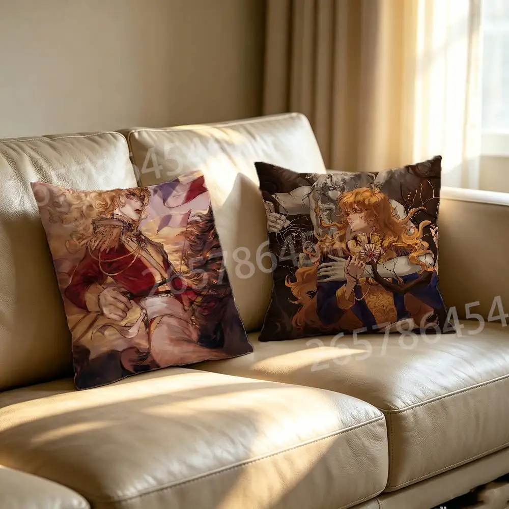 L-Lady Oscar Rose of Versailles Polyester Printed Pillow Cover Square 30 35 40 45 50 55 cm Soft for Sofa Bed Car Home Decor