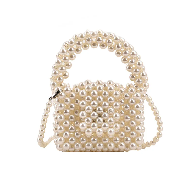 Sac à bandoulière princesse pour filles, sac à main tissé avec perles, sac à main en poudre pour enfants, sac fourre-tout mignon, petit portefeuille de voyage pour fête de bébé