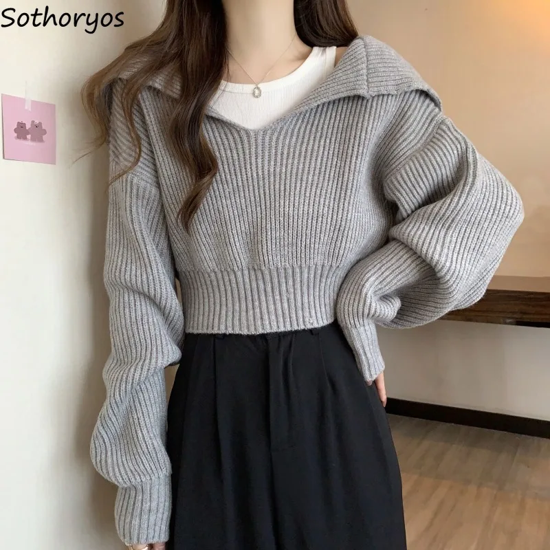 

Pullovers Women Solid Simple Special Charming Age-reducing Ladies All-match Autumn Creativity Young Casual Basics Korean Style