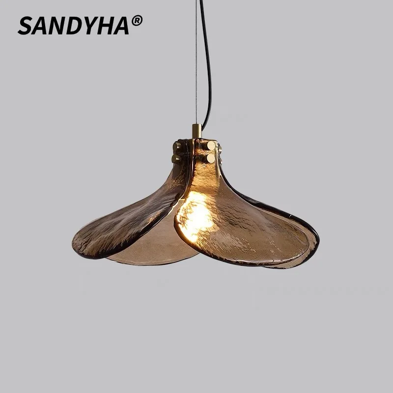 

SANDYHA Nordic Style Glass Pendant Light Four Leaf Clover Design LED Lamp Living Room Decoration Dining Table Lighting Fixtures