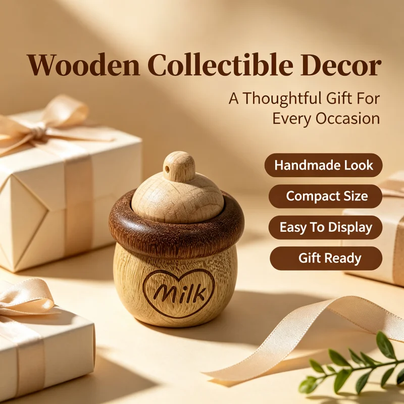 Cute Solid Wood Stress ReliefToy MiniWooden Decor Ornament Handheld Sensory Fidget Toy Desk Decor Gift for Adults Anxiety Relief