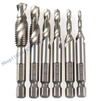 A3PA 6pcs M3-M10 Screw Tap Drill Bits HSS Taps Countersink Deburr Set Metric