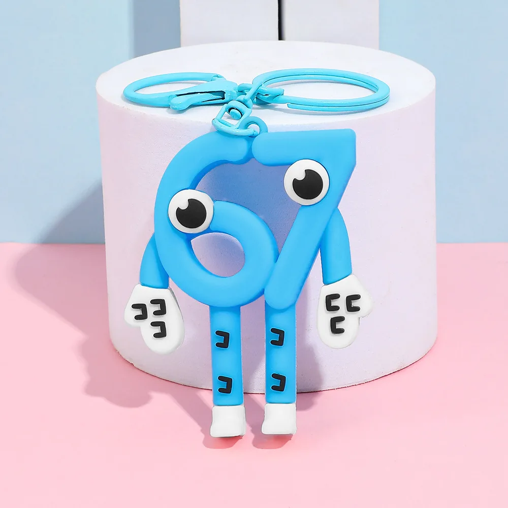 Anime STEAL A BRAINROT Blue 67 Sahur Key Chain Cute Six Seven Keychain Pendant Game Surrounding Blue No. 67 Toys Birthday Gifts