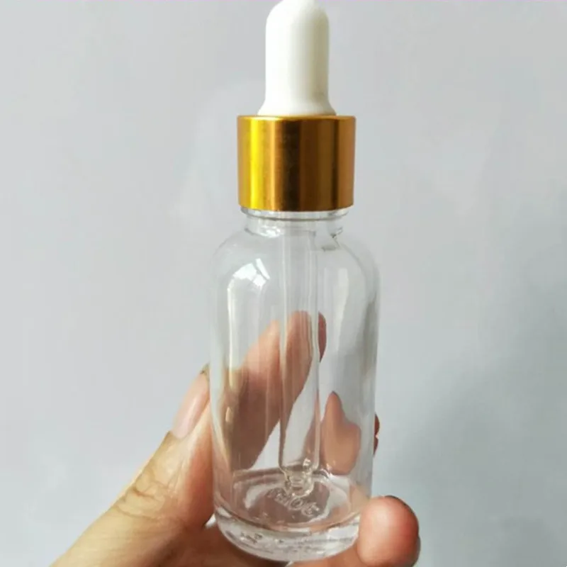 10/30/50pcs 30ml Empty Essential Oil Bottle Rubber Tip Dropper Container Transparent Glass Cosmetic Sub-bottling Brown