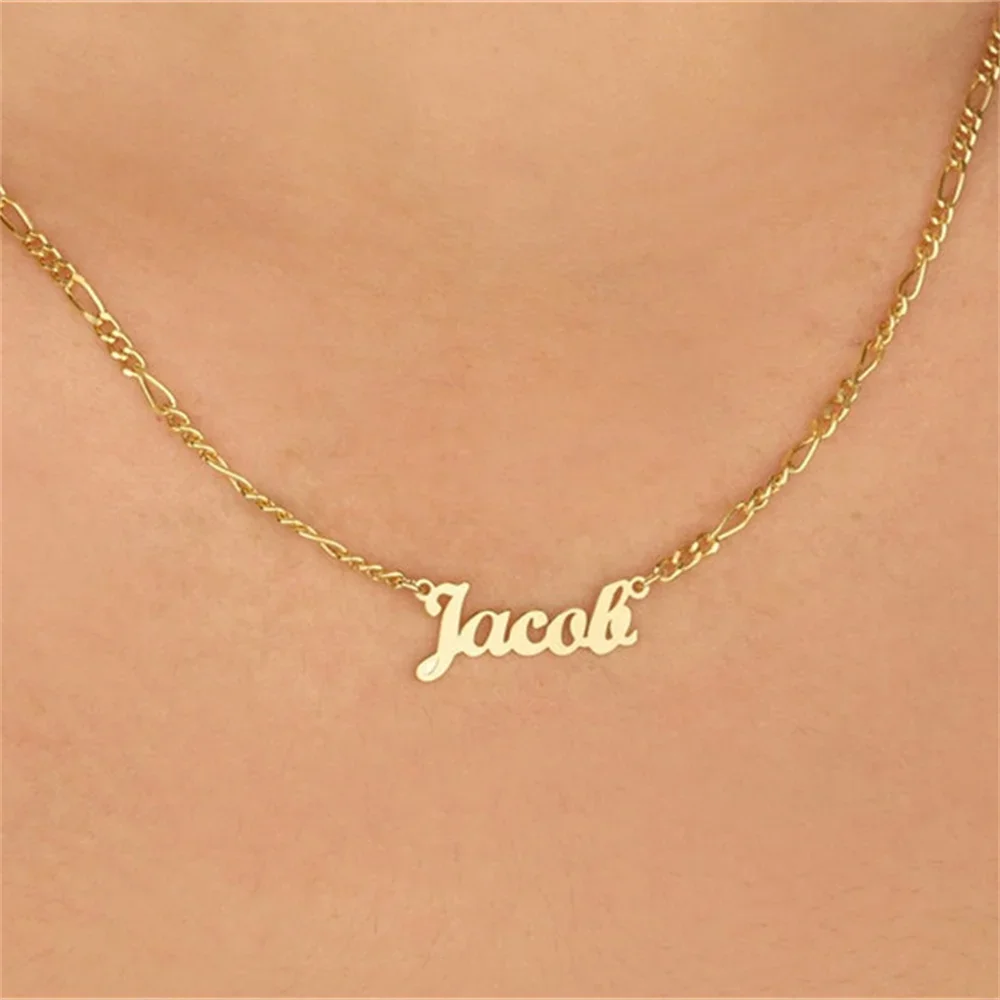 Jewelry Name Custom Necklaces for Men Nameplate Jewelry Stainless Steel Women Silver Personalized Letter Necklace Gift 2023 New