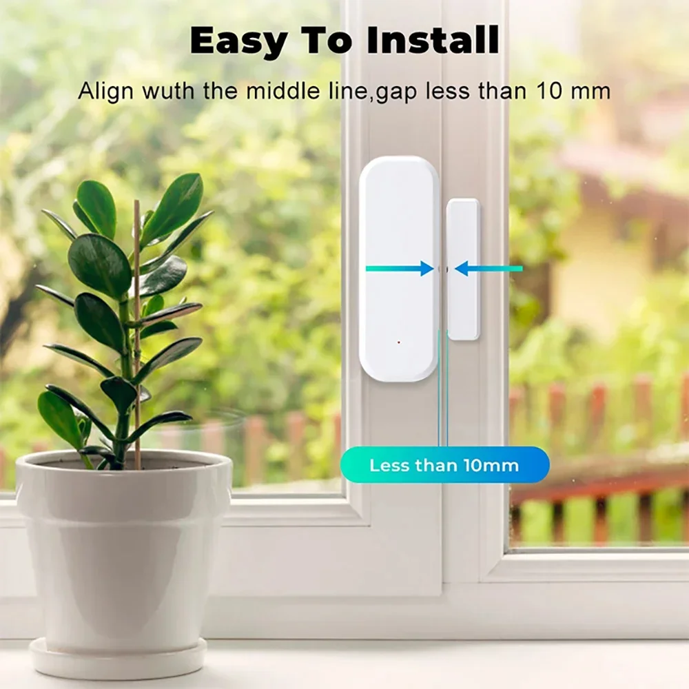 مستشعر نافذة الباب الذكي Tuya Smart Life APP تنبيه WiFi Zigbee متوافق مع المشهد التلقائي لكاشف Alexa Google Home المفتوح والإغلاق