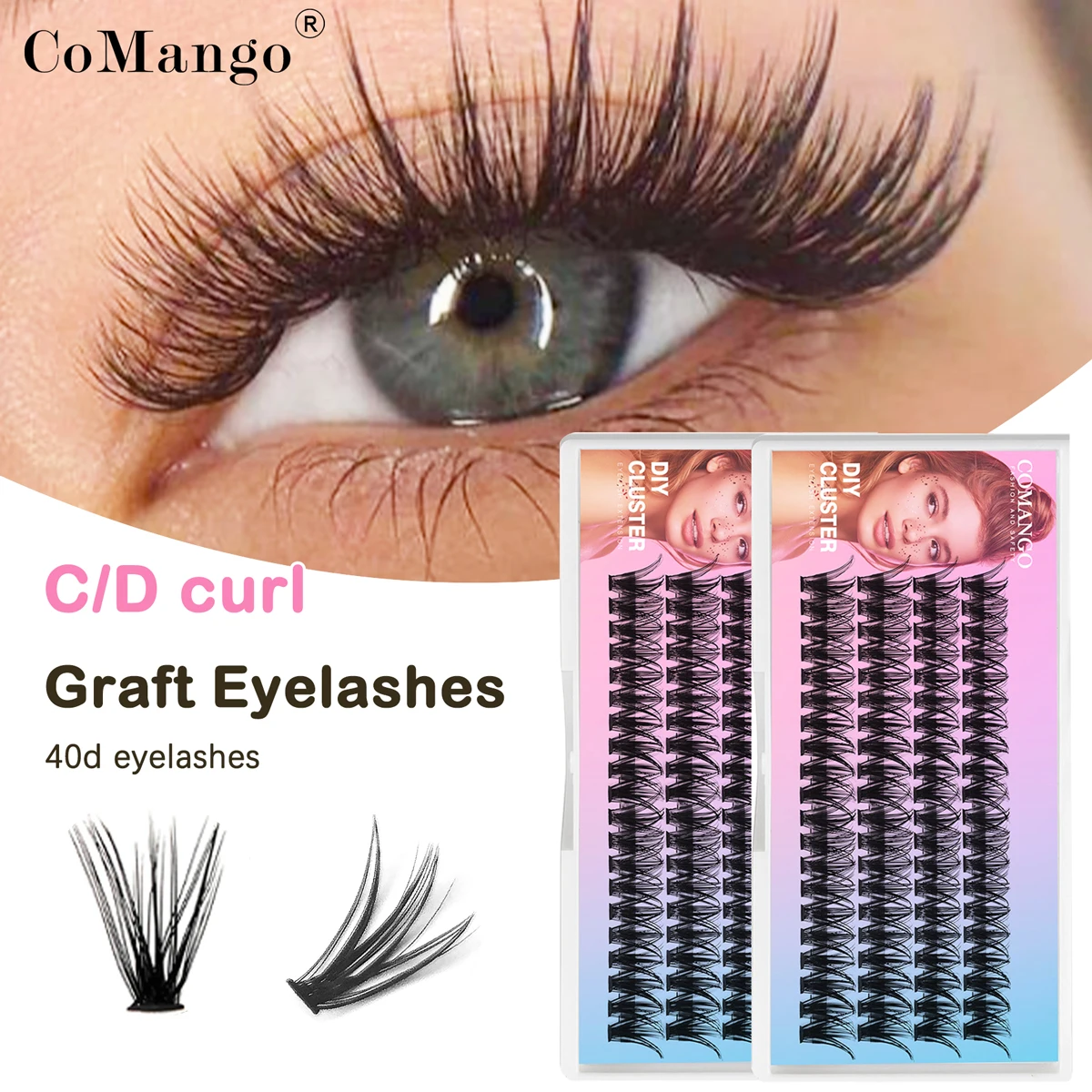 

Wholesale 40D DIY Clusters Eyelash Extension Dovetail Segmented Lashes Volume Natural Segmented Eyelashes Bundles Individual