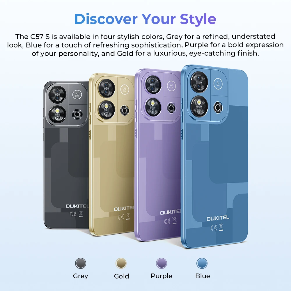 Oukitel C57 S Smartphone, 4300mAh Battery, 8(2 + 6)GB + 64GB, 13MP Main Camera, 6.5 "HD + Display