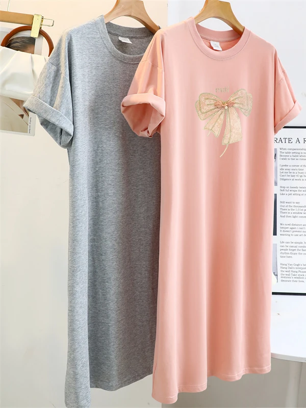 حجم كبير 300 Pou Chic Design Sense طويل القطن الخالص المرأة Dr تي شيرت غير رسمي Dr Korean Sle مستقيم قطع الربيع D...