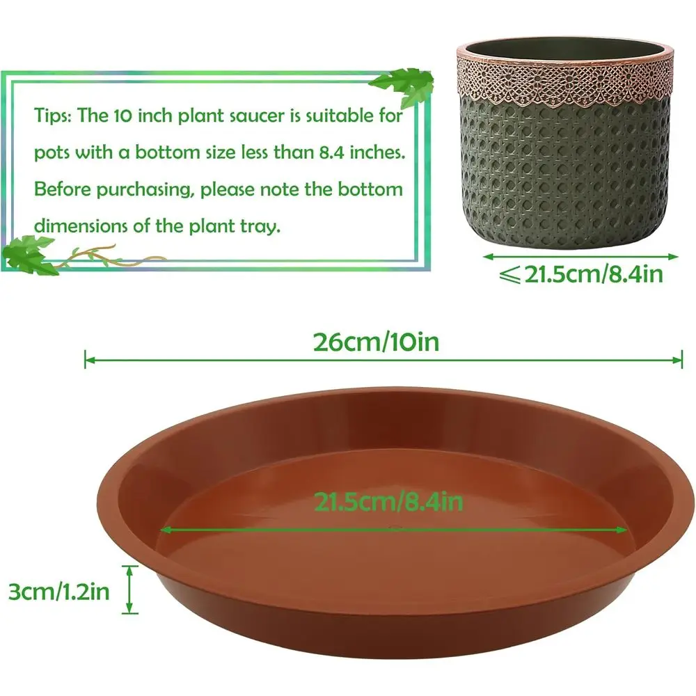 10 Inch Round Plant Saucers - Set of 6 or 8.4 Inch Indoor Outdoor Plant Pots with Drip Trays (6 Pack)