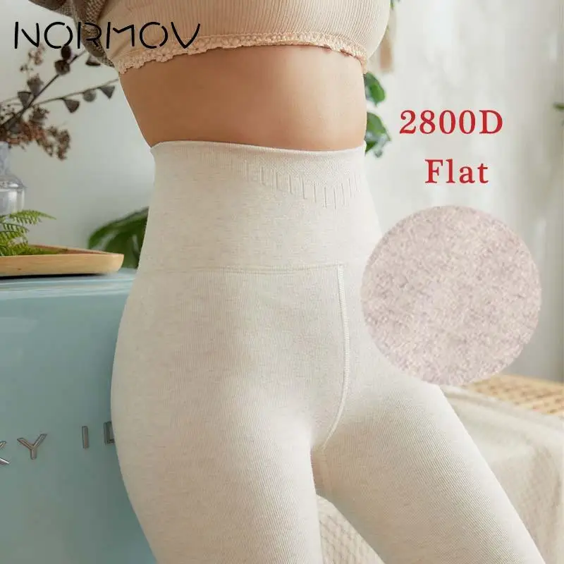 NORMOV Winter Solid Thickened White Tights Warm High Waist Solid Ribbed Wool Leggings Sports Leggings for Women Push Up