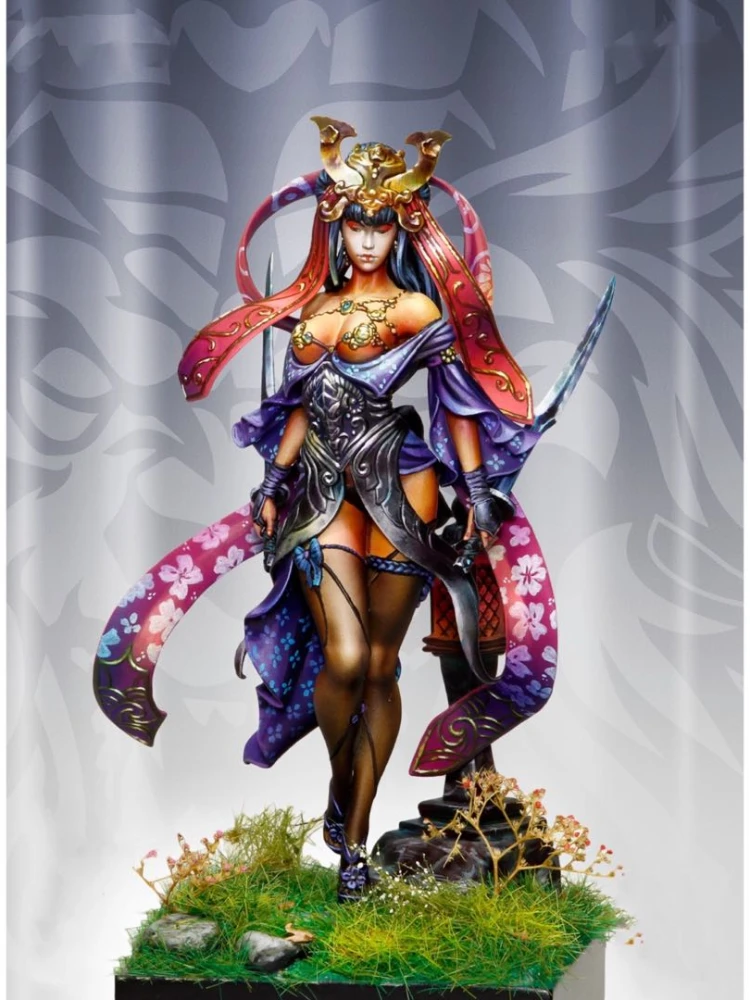 Ratio 75mm (1:24) figura de resina modelo Kit Xian Lu mujer Guerrero sin montar sin pintar estatua en miniatura
