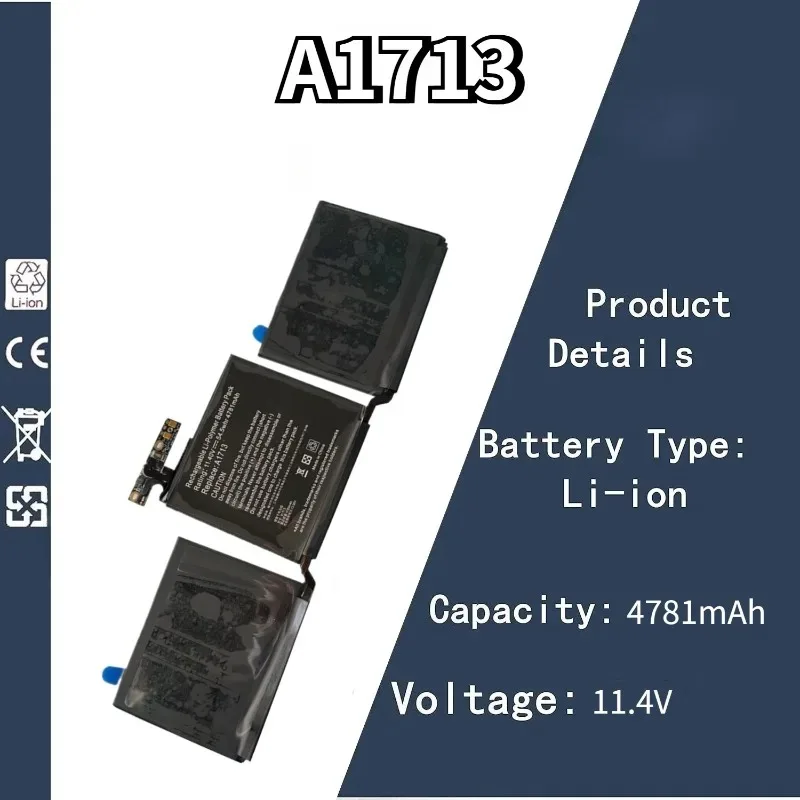 

A1713 A2171 Battery For Apple MacBook Pro 13" A1708 2016 2017 EMC 2978 3164 020-00946 MLL42LL Battery 11.4V 4781mAh/5103mAh