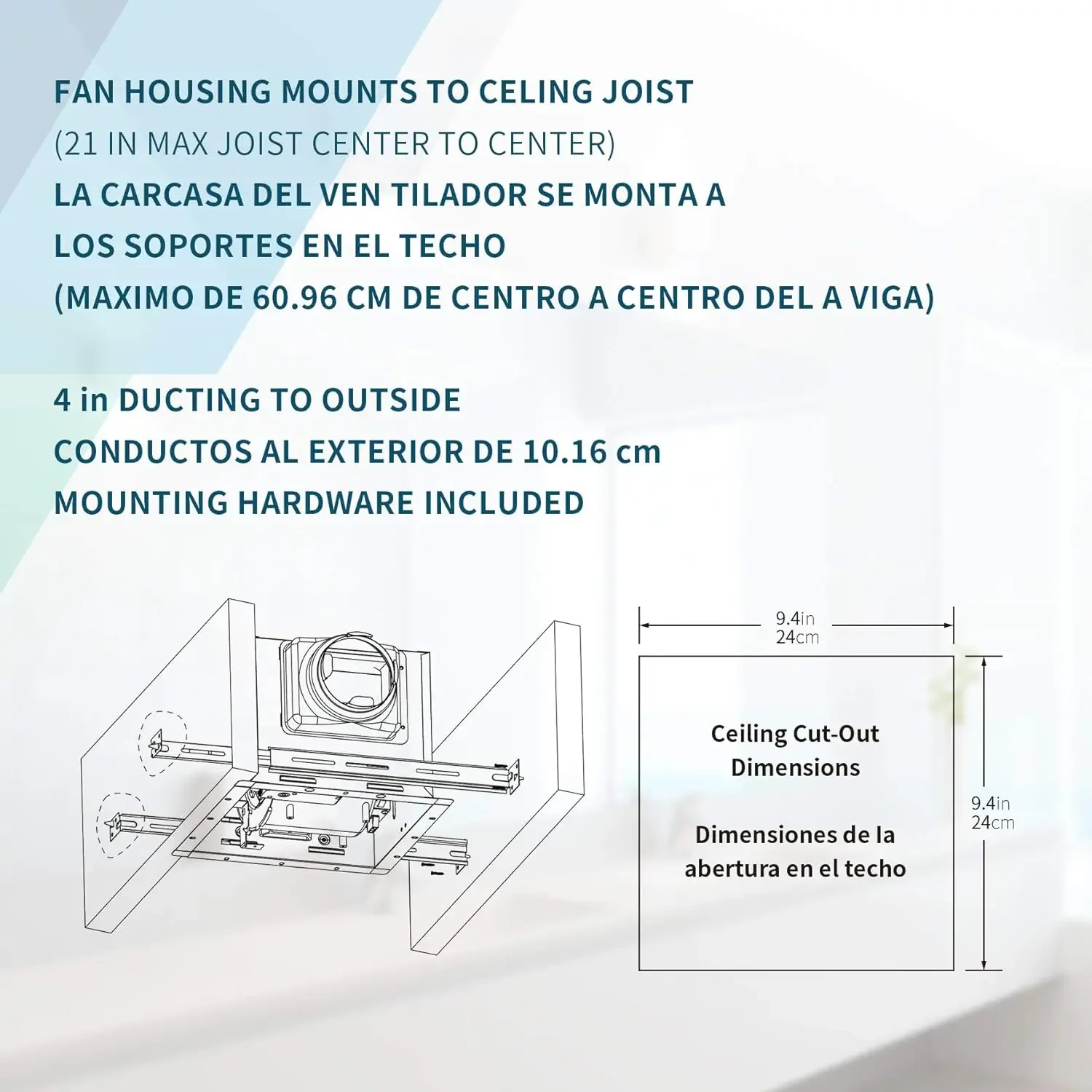 Ventilação e exaustor super-quietos do banheiro, 90 CFM, 0,8 som, 90 CFM