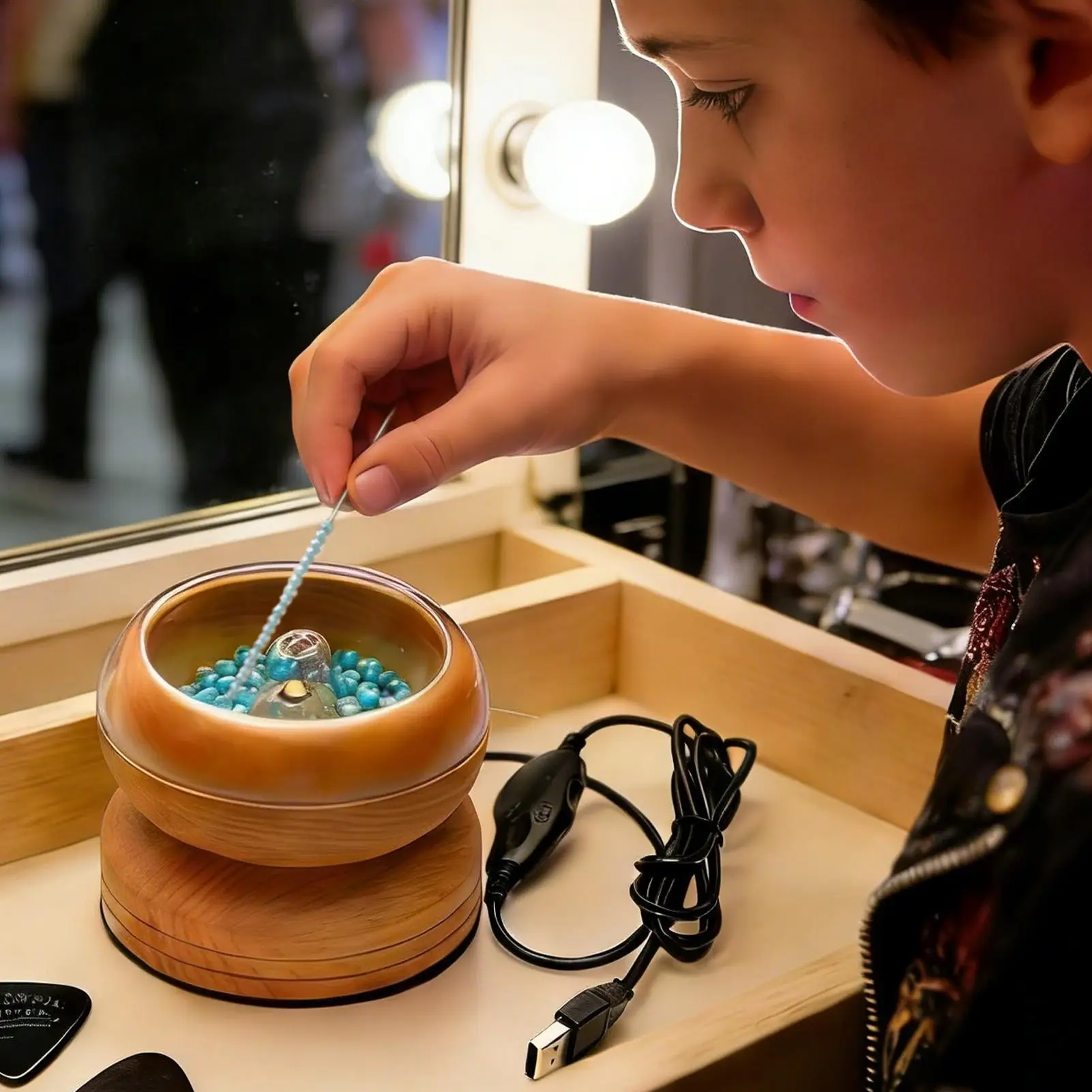 Elektryczny spinner do koralików z drewnianym regulatorem prędkości, artykuły do rękodzieła, dla hobbystów, miłośników biżuterii, dziewcząt i kobiet.