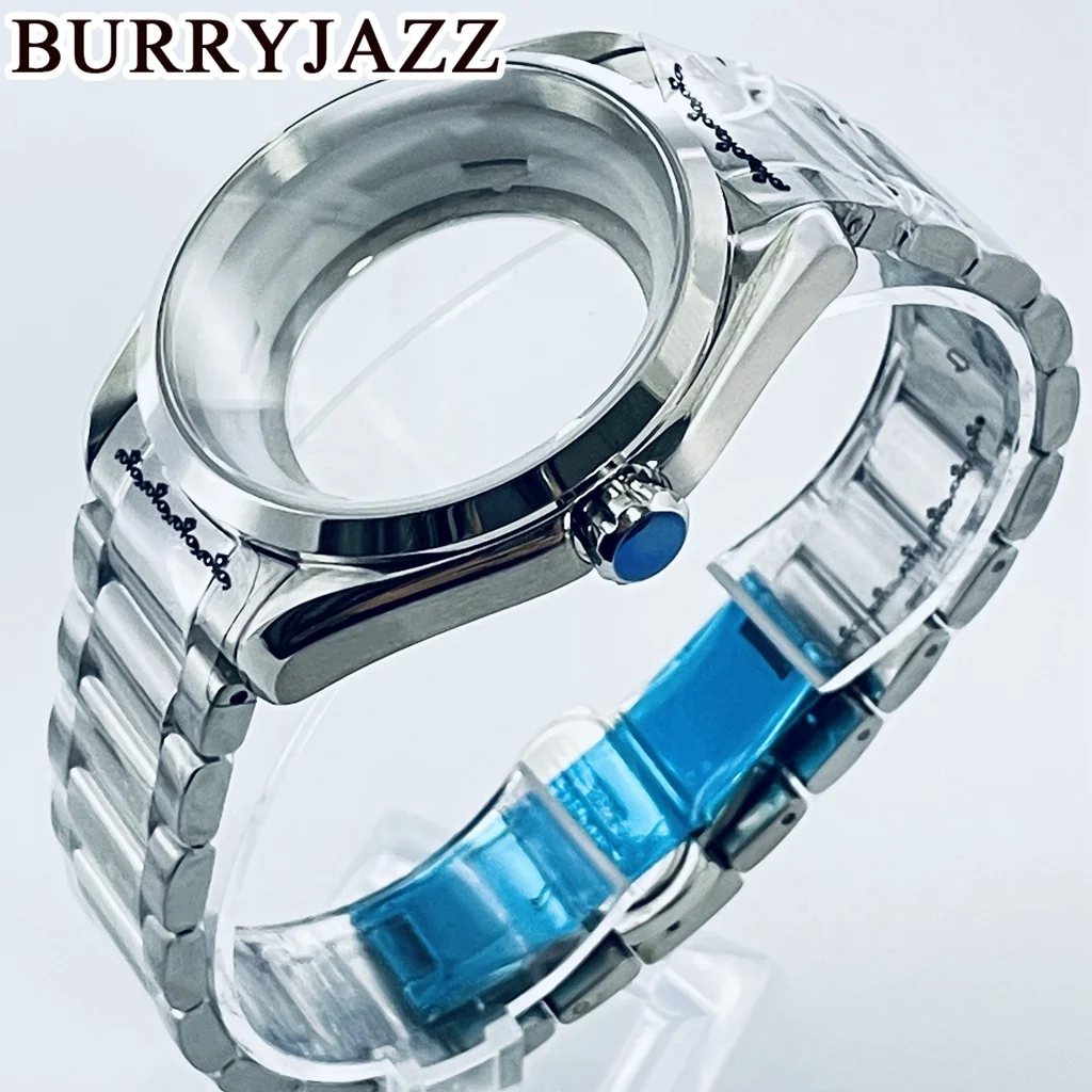 BURRYJAZZ 40mm NH35 NH36 Watch Case Waterproof Silver Sterile Stainless Sapphire Crystal Watch Case