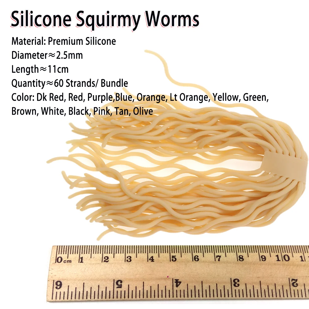 60strands Soft Worm Body Squirmy Wormy Fly Tying Material San Juan Worm Earthworm Maggots Mimic Baits for Trout Fishing Lures