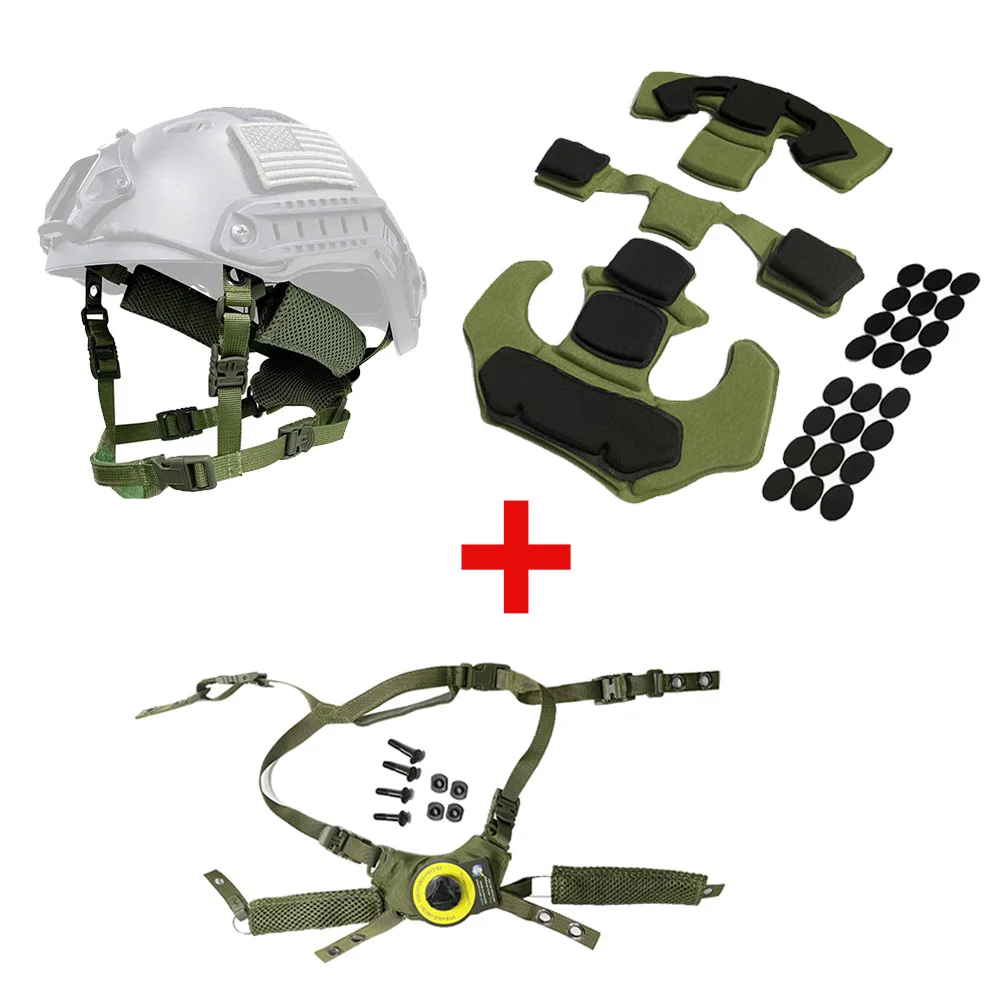 Tactical Helmet Dial Suspension System Chin Strap with Soft Memory Foam Comfortable Cushion Pads for MICH/FMA/EXF Helmet