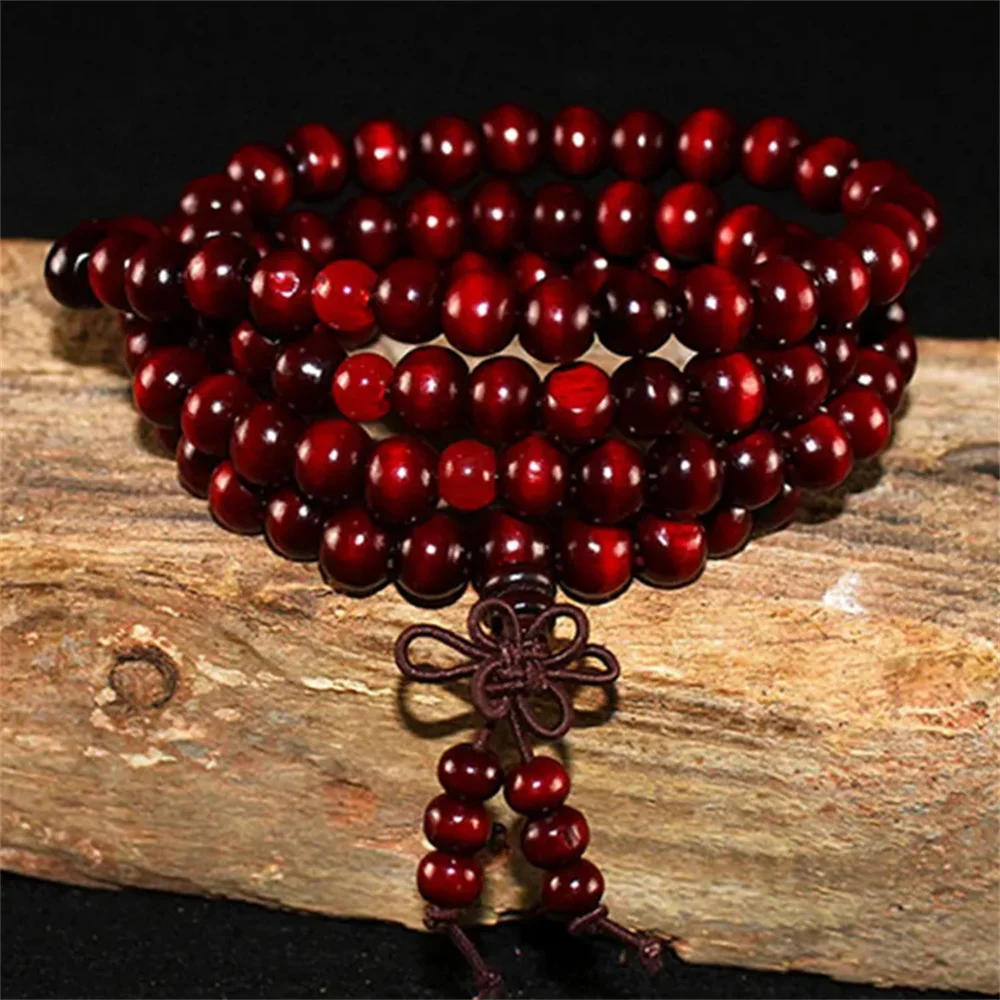 Natural Sandalwood Bracelet Men Buddhist Buddha Meditation Bead Bracelet For Women Prayer 108 Beads Rosary Hanging Decoration