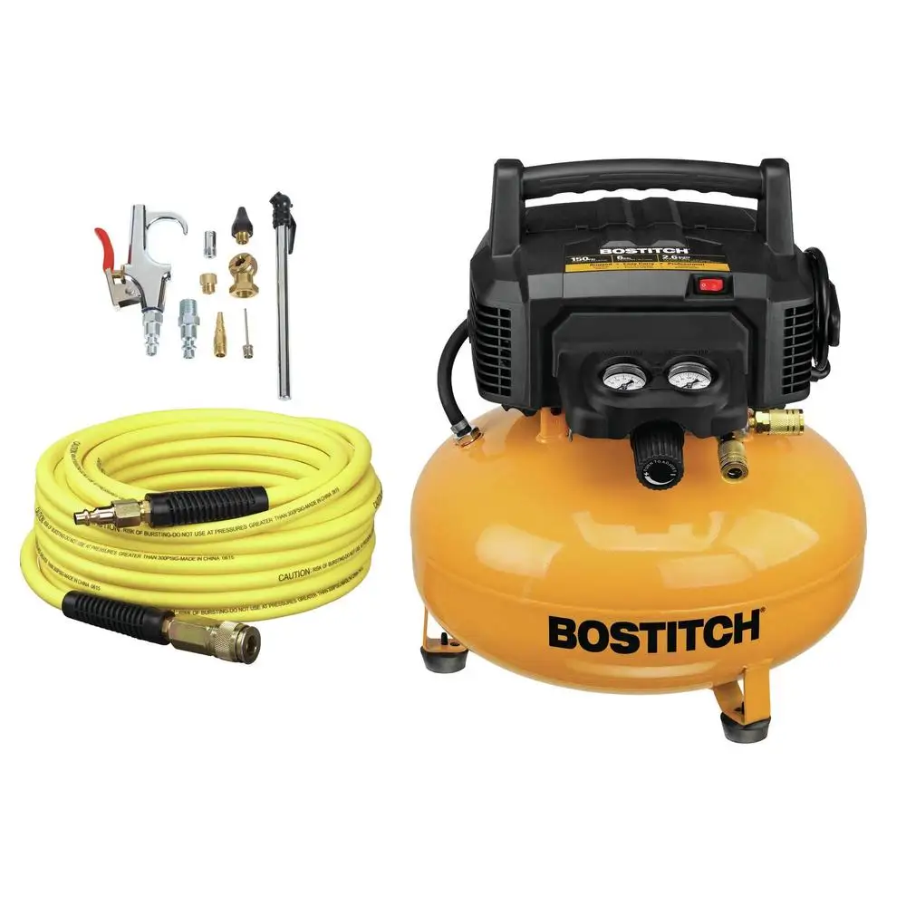 Compact Portable Air Compressor Kit 6 Gallon 150 PSI with Hose and Accessories