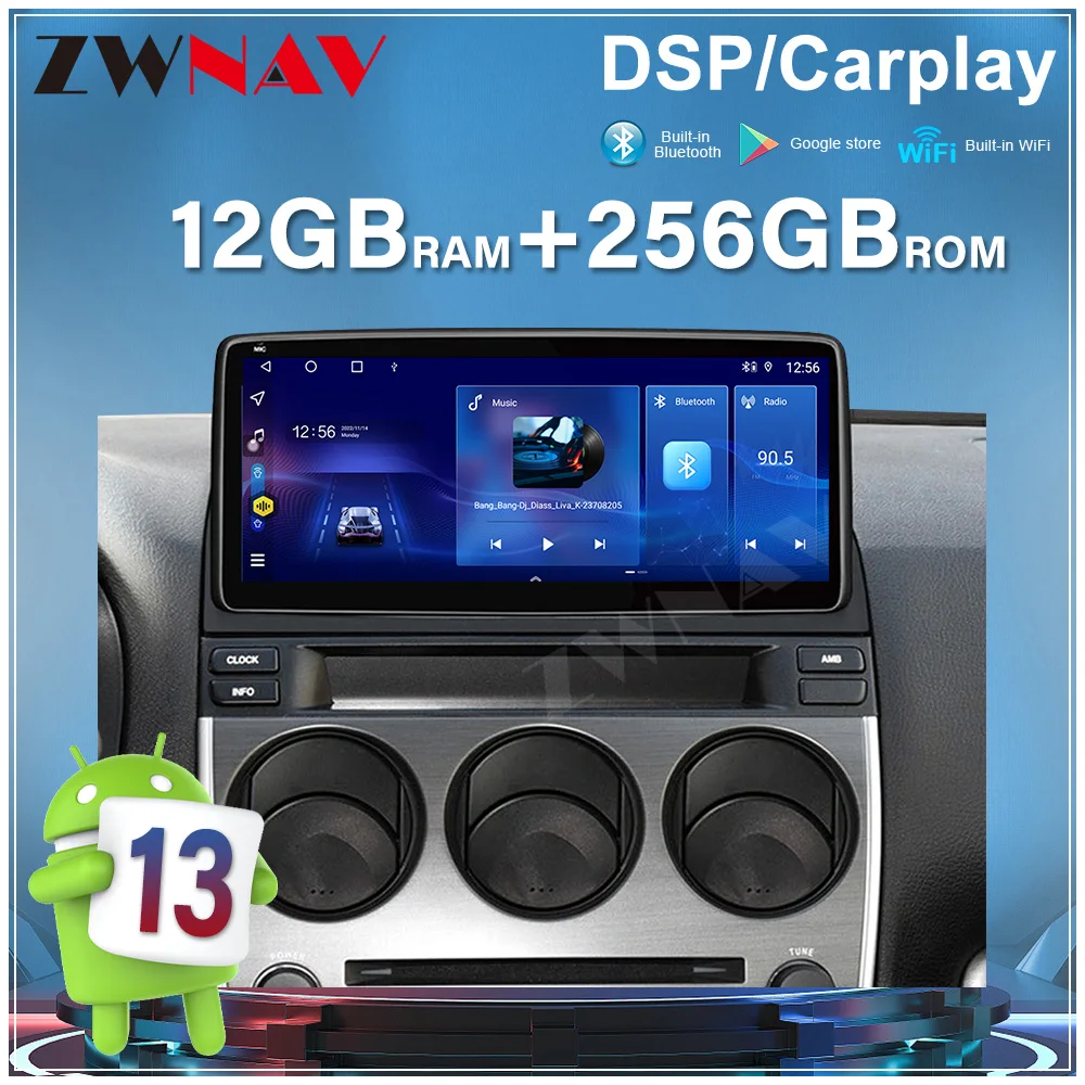 8 core 12.3” For Mazda 6 2004-2015 Android 13.0 auto touch screen GPS navigation carplay multimedia player radio head unit