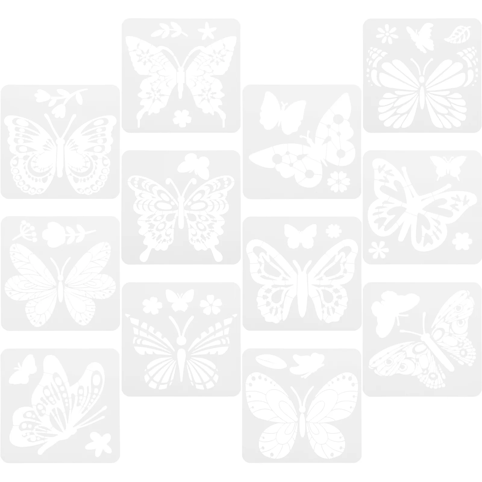 12 Pcs Flowers Butterfly Cutout Template Child The Pet Hollow Painting Templates Stencils