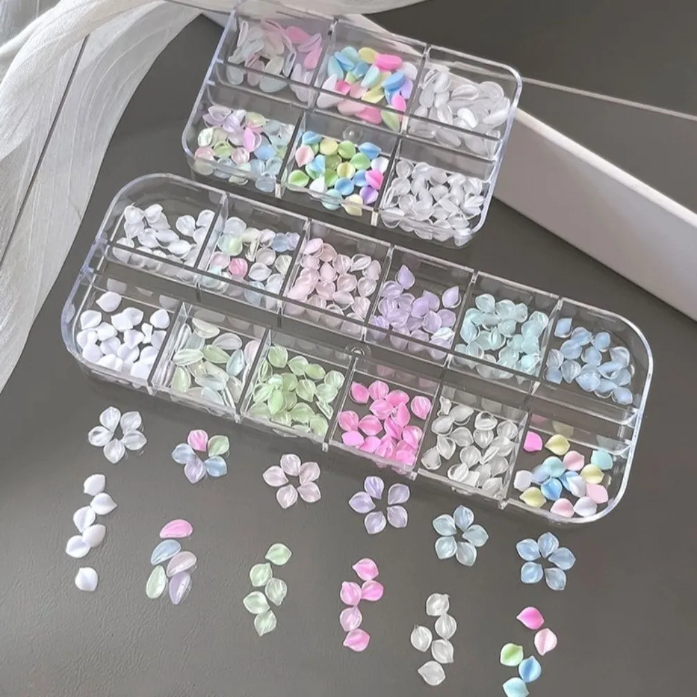 12 Grids/Box Nail Art Sequins Kit 3D Flower Petals Colorful Nail Charms Decorations Transparent DIY Nail Art Glitter Set