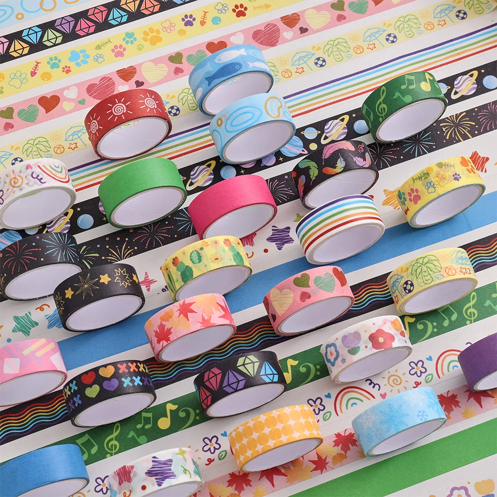 30 Rolls Colorful Washi Tape Set 2M(2.2 yards) Length Decorative Masking Tapes Perfect for Scrapbooking DIY Crafts Gift Wrapping