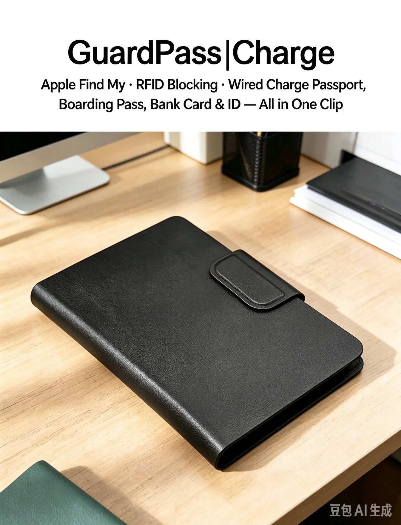 For Apple Find My Multifunctional Charging & Location Tracker Passport Holder,RFID Blocking Travel Document Organizer For Travel