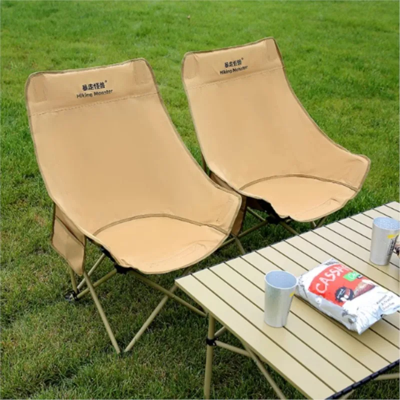 DZ Folding Outdoor High Backrest Large Load Moon Chair Camping Barbecue Outdoor Fishing Portable Foldable Loose Leisure Chairs