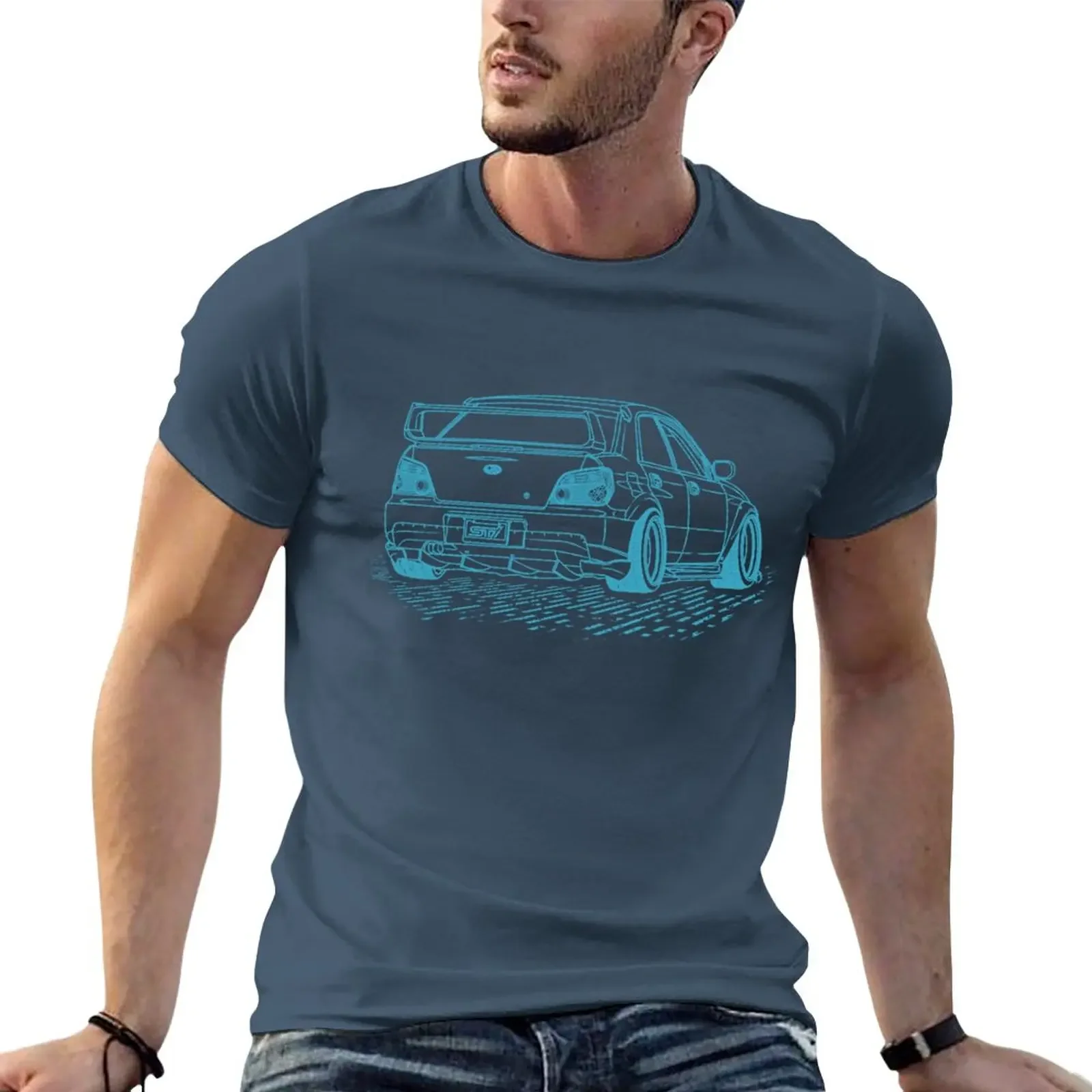 

Subie Impreza WRX Bugeye Lineart Blueprint T-Shirt customizeds summer clothes quick-drying t shirts for men cotton