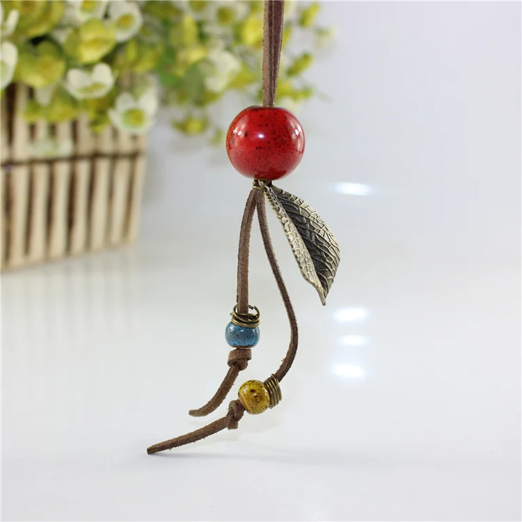 Miredo Jewelry Wholesale Simple Ceramic Necklaces Women\'s Coin Wood Collar Stone Boho  Necklace Pendant Dropshipping #1457