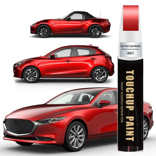 Car Touch Up Paint(Soul Red Crystal Metallic(46V)) for Mazda Car Paint Scratch Repair Kit, Quick & Easy Solution to Repair