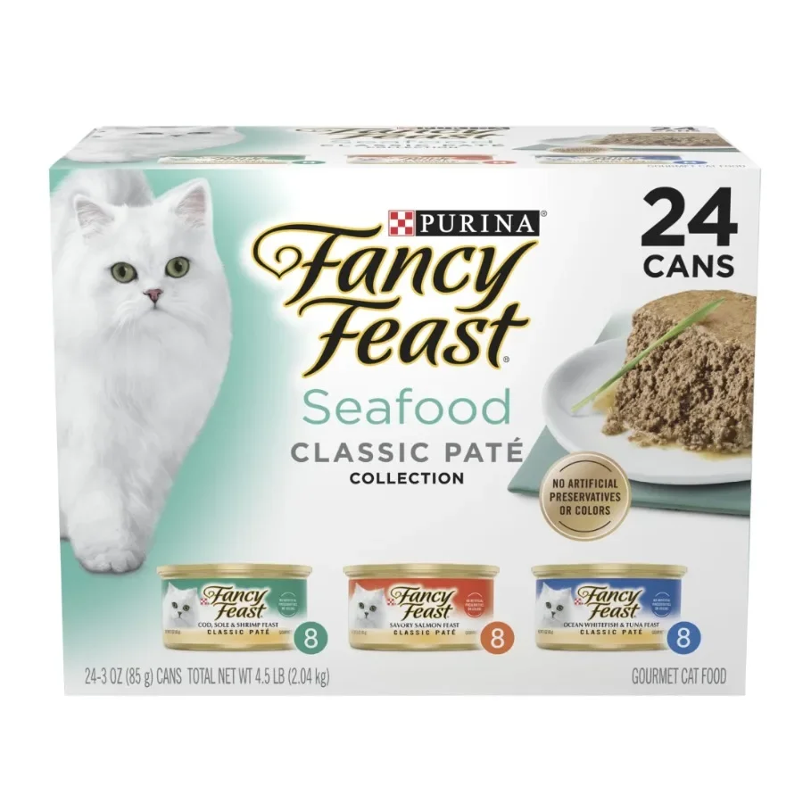 Purina Classic Pate Kitten Food, Wet Cat Food, Seafood, 3 oz Cans