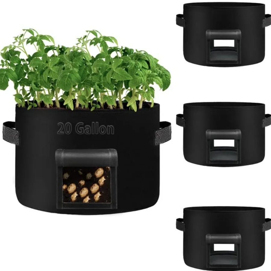 

0 Grow Bags Heavy Dduty Nonwoven Potato Grow Bag with Sturdy Handlesand Windows, Thickened Plant Grow Bag for Potato, Tomato, F