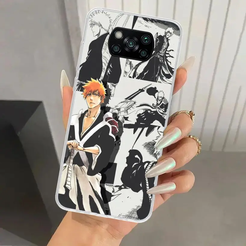 Ichigo Kenpachi Bleach Anime Phone Case for Xiaomi Poco X6 X5 X4 X3 Nfc F6 F5 F4 GT F3 F2 Pro F1 M5S M4 M3 5G Soft Funda Print S